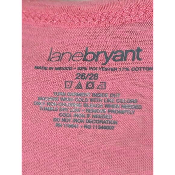 Lane Bryant LOVE Graphic V-Neck T-Shirt Womens Plus 26 28 Pink Muslin Stretch - Picture 6 of 6